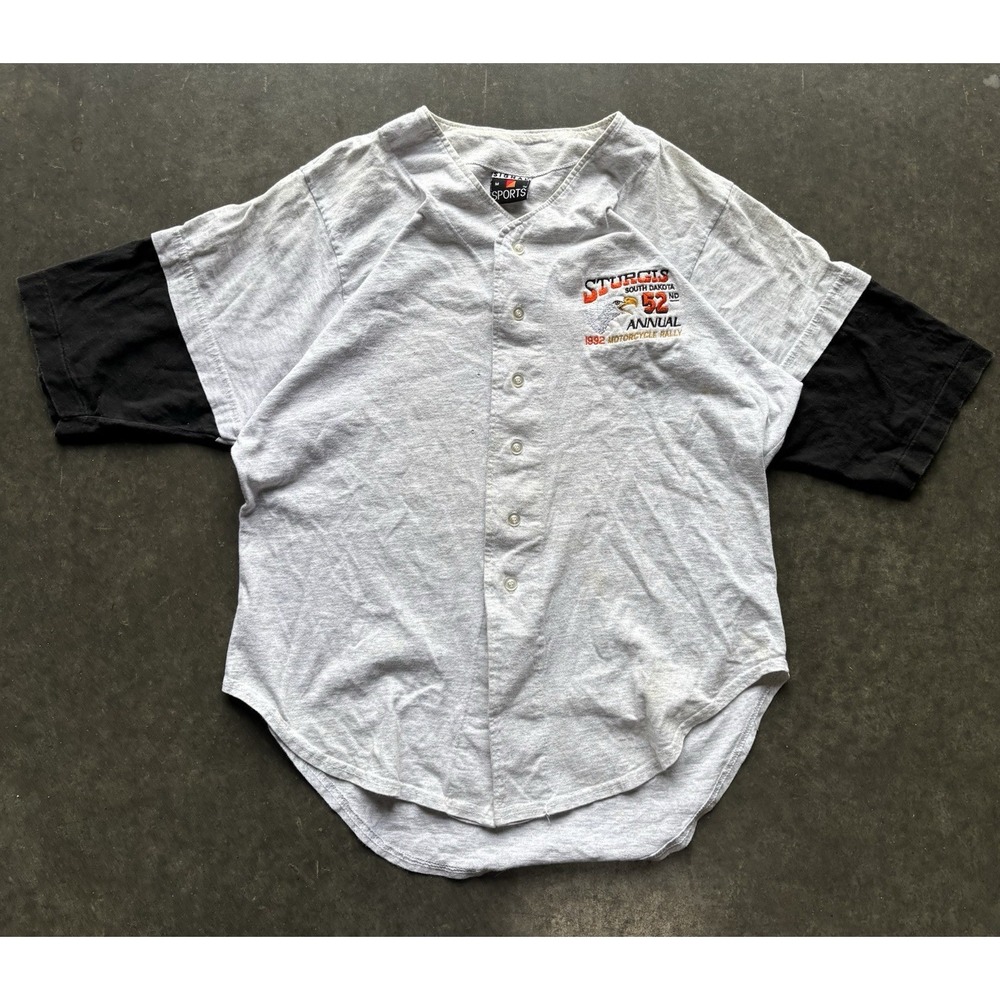 Sturgis 1992 52nd Annual Vintage Motorcycle Rally Baseball Jersey Style Tshirt M